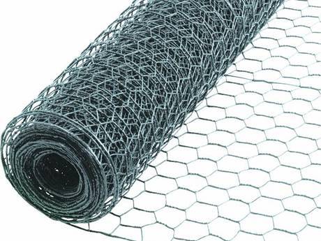A roll of hexagonal wire mesh, hot dipped galvanized.
